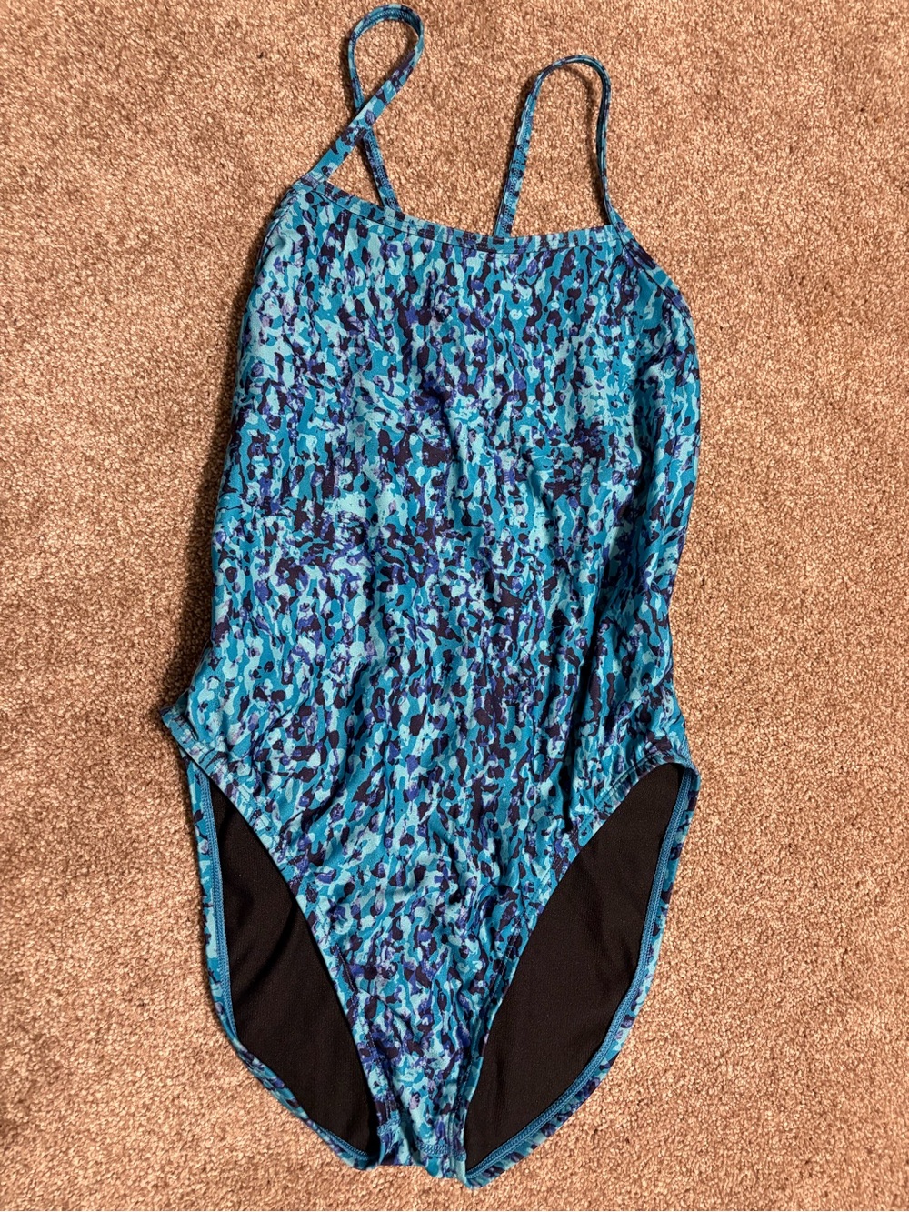 JOLYN Brandon Fixed-back One Piece Swimsuit - Blue/Purple Abstract Size 32